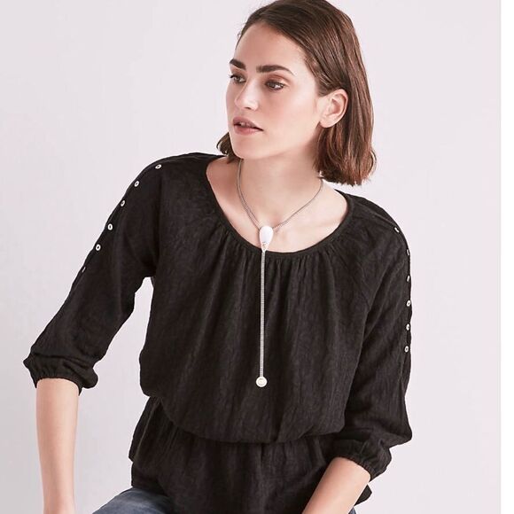 Lucky Brand Jacquard Cold Shoulder Top    - Picture 1 of 8